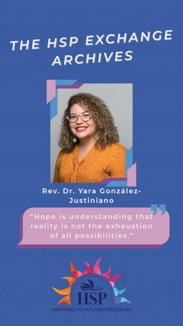 Welcome to 🎞️The HSP Exchange Archives 🎞️In this new series, we are highlighting our favorite moments from the last few years of the HSP Exchange.⁠
⁠
This is Rev. Dr. Yara González-Justiniano, Assistant Professor of Religion, Psychology, and Culture at Vanderbilt University. Dr. González-Justiniano is the author of "Centering Hope as a Sustainable Decolonial Practice: Esperanza en Práctica," and she discussed her book in her conversation with Dr. Daisy Machado when she was a guest for the 2025 HSP Exchange.⁠
⁠
Dr. González-Justiniano will also be joining the Summer Session faculty this year with her practical theology course "Cuidado Esencial: Exploring Ecological Care Praxis."⁠
⁠
Did you know you can find all of the recordings of the last four years of the HSP Exchange on our YouTube channel? Follow the link in our bio to finish watching this video!⁠
⁠
