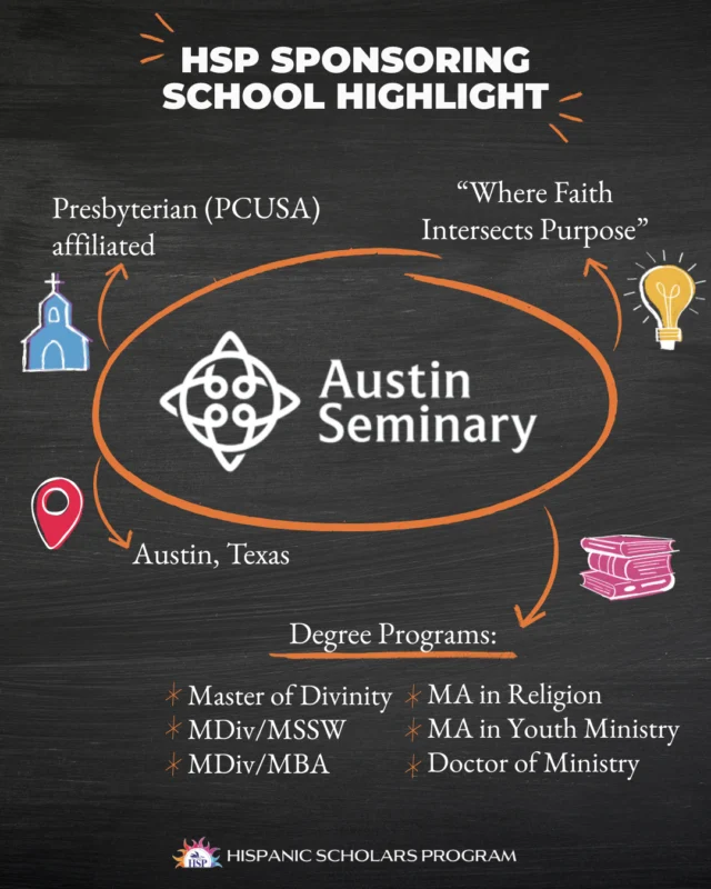 Are you discerning where to go for seminary? The HSP network of sponsoring schools is a great place to start your search! Every month, we will highlight one of the sponsoring institutions that make the work of the HSP possible, so stay tunned to our social media.⁠
⁠
Scan the QR code on the last slide for a complete list of our current sponsoring schools as well as more information on the benefits these institutions and their students receive by being part of our network.⁠
⁠
Learn more about Austin Seminary at the link in our bio.