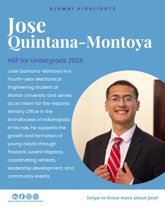 ✨HSP Alumni Highlights✨⁠
⁠
Jose Quintana-Montoya is a student at Marian University and alumn of the HSP for Undergrads 2024. ⁠
⁠
Follow the links on the last slides to connect with the HSP Alumni Network and the broader HSP community!